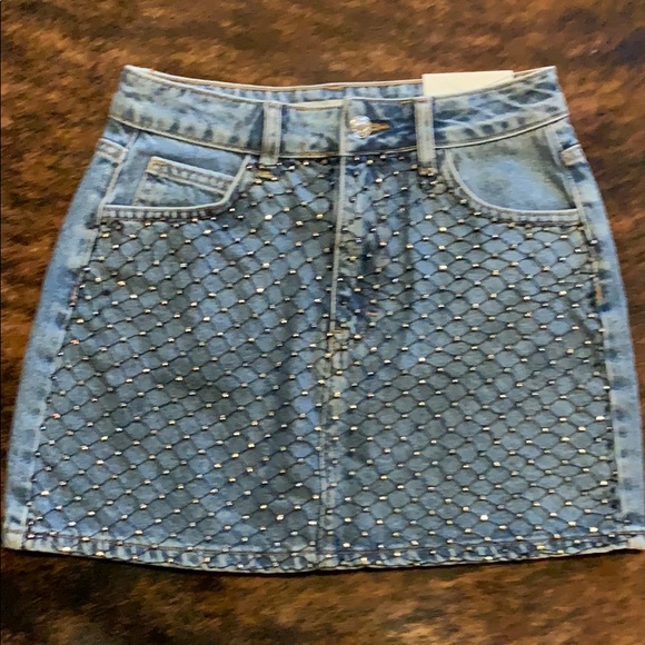 rhinestone denim skirt